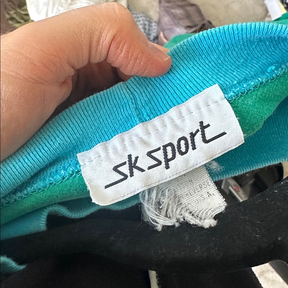 Vintage SK Sport Colorblock Crewneck T-Shirt - Teal, Pink & Green - Picture 4 of 4